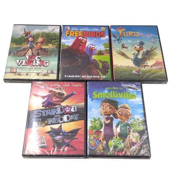 5 DVD Lot Kids Family Smellville Stardog Turu Freebirds Vic The Viking Brand New - Picture 1 of 2